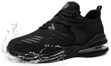 LARNMERN PLUS Safety Shoes Men Waterproof Safety Trainers Work Shoes Mens Comfortable Steel Toe Cap Trainers Water Resistant Lightweight Non-Slip Work Boots Utility Footwear (Air Black,9UK)