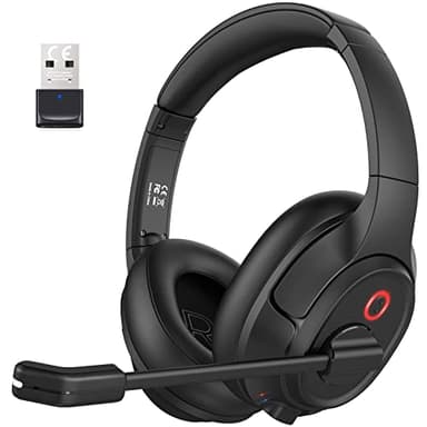EKSA H6 Wireless Headset with Microphone & USB Dongle [Up to 55 Hours & 10 Metre Range] Bluetooth Computer Headset with AI Noise Cancelling Mic, Over Ear Headphone for Business/Office/Home/Teams/Zoom