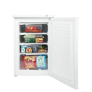 Haden White 55cm Under Counter Freezer - 85L Capacity, 4 Freezer Drawers, Mechanical Temperature Control, Manual Defrost, and Reversible Door - Compact and Efficient Freezer Under Counter