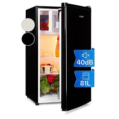 KLARSTEIN Cool Cousin Fridge-Freezer Combination - Capacity: 80 Litres, Refrigerator: 69 Litres, 3-Star Freezer: 11 Litres, Energy Efficiency Class E, 2 Glass Levels, Crisper Compartment, Black