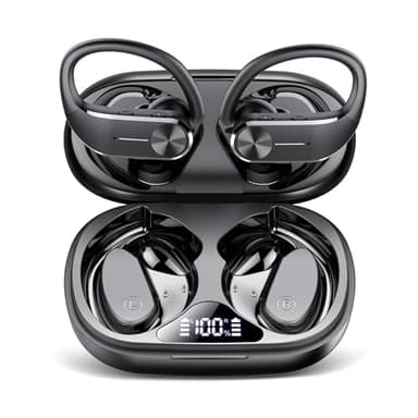 Wireless Earbuds, Wireless Headphones with ENC Mic, 68H Bluetooth 5.3 Headphones Dual LED Display, 2025 New Noise Cancelling Earbud, Sport Earphones with EarHooks, IP8 Waterproof Ear Buds, USB-C