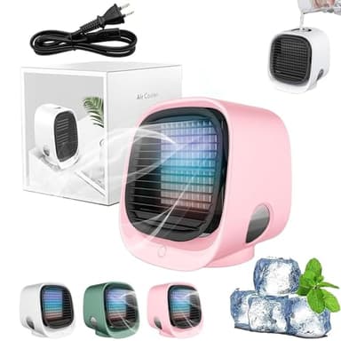 Nurabreeze Fan, Airabreeze Air Conditioner, Mini Portable Cooler Nurabreeze, Small Aircon Unit for Bedroom, Portable Air Conditioner for Car, Desktop, and Office Use (Pink)