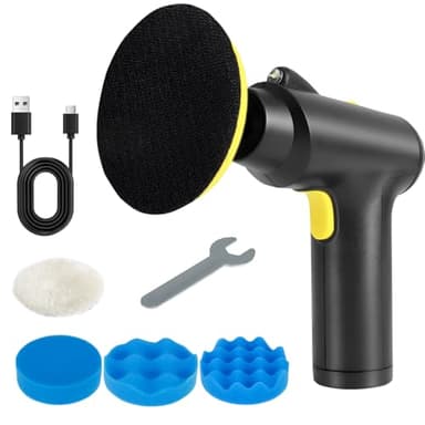 Cordless Car Polisher with 3 Variable Speed 2000mAh Rechargeable Battery, LED Work Light, 20000RPM, 4 Polishing Pads, Cordless Car Buffer Polisher for Car Scratch Removing/ Detailing/Polishing/Waxing