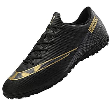 AOWENDI Football Boots Men's Breathable Turf Trainers Outdoor Cleats Professional Athletics Sneakers Teens Wear-Resistence Soccer Shoes Non-Slip Unisex Black 43, 9 UK