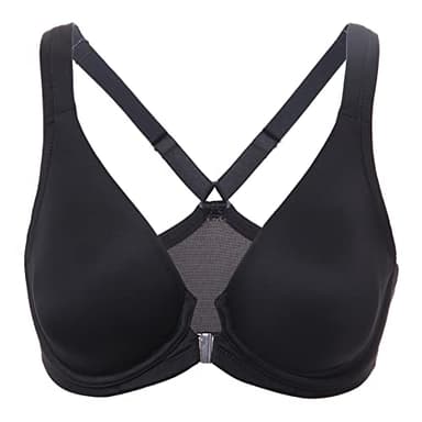 DELIMIRA Women's Front Fastening Bras Seamless Unlined Racer Back Plus Size Underwired Plunge Bra Black 44DD