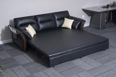 3 Seater Bonded Leather Pull Out Sofa Bed With Storage For Living Rooms for sale- Cheap sofas & couches-2019 (Black)