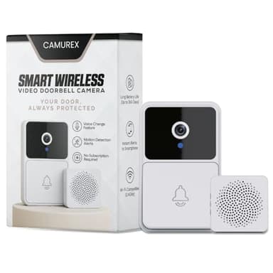 Blarie Camurex Wireless Doorbell Camera - No Subscription Needed - Camerex Smart Video Doorbell, 2-way Audio, Remote App Control, Long-Lasting Battery Life