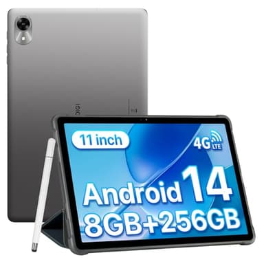 UMIDIGI Android 14 Tablet, 11 Inch Tablets, 8G((4+4)+256GB/TF 1TB, 4G Android Tablets with Sim Card Slot, 7200mAh, Octa-Core Tablet with Pen, Stereo Dual Speakers/GPS/13MP/WiFi-G9 Tab Gray