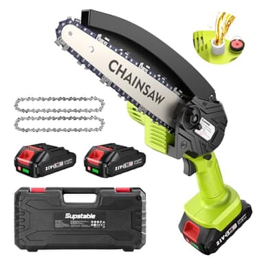 Supstable Mini Chainsaw 6 Inch, Electric Chainsaw Cordless, Battery Powered Chain Saw with Oiler, 2pcs 2000mAh Batteries, Small Handheld Garden Saws for Tree Branch Wood Cutting, Gifts for Women Men