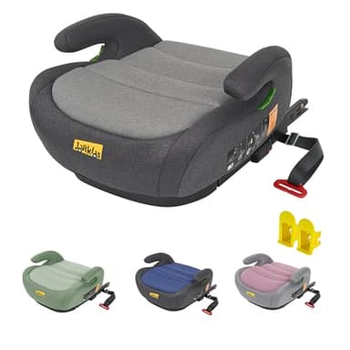 Jovikids I-Size Booster Seat for Car with ISOFIX, 125-150cm (Group 2/3, 6-12 Years), Portable Car Seats for Kids, Comfortable, Compact, Convenient for Everyday Use, Great for Travel, ECE R129, Black