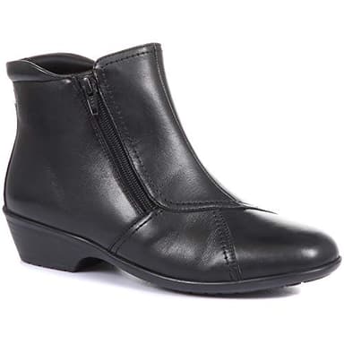 Pavers Ladies Wide Fit Leather Ankle Boots in Black - Asymmetrical Design - Perfect for Every Day Wear & Special Occasions - Size UK 1 / EU 33