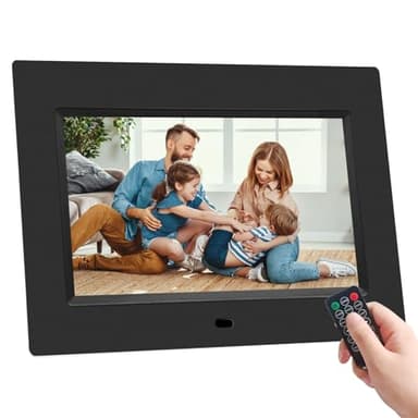 Digital Photo Frame, 7 Inch Digital Picture Frame Full IPS Display Electronic Photo Frame Video Music Playback Calendar Alarm Clock with Remote Control, USB/SD Card Slots (Non-WiFi）