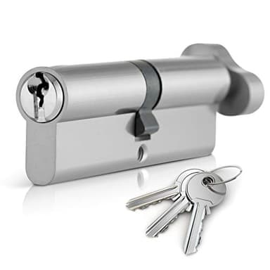 XFORT® Chrome 45/55T Thumb Turn Euro Cylinder Lock (100mm), Euro Door Barrel Lock with 3 Keys, Anti-Bump, Anti-Drill, Anti-Pick Door Lock with Key, High Security for Wooden, UPVC and Composite Doors.