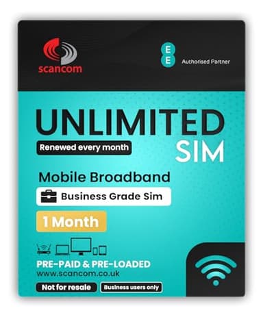 EE 5G Unlimited Data Sim Card - Preloaded for 1 Month - No Contract & One-off payment - Business-Grade Data Perfect for Wifi Routers, Tablets & Phones.
