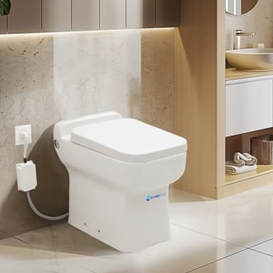 Dual-Flush Upflush Toilet for Small Space,4/5HP Electric Remote Control One-piece Macerating Toilet Built In 600watt Macerator Pump for Basement Toilet System, Connect the sink