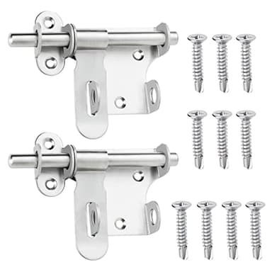 AusseL 2PCS Slide Bolt Lock Gate Latch, Stainless Steel Sliding Barrel Bolt Door Lock, Heavy Duty Hasp Latch with Padlock Hole Safety Lock for Gates Fences Garage Shed Doors Warehouse Doors