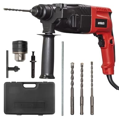 Amtech - Rotary Hammer Drill, Corded - SDS Drill with 3 Modes for Wood, Metal, Masonry and More, Home DIY, Lightweight with Ergonomic Handle, Long Lasting, 2.4m Cable (230V, 620W, 1250RPM)