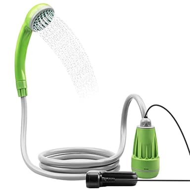 LIBERRWAY Portable Shower Camping Travel Shower Outdoor with 3-Year Warranty, Rechargeable Battery Dag Shower head Hose USB Cable Water Pump for Bike Car Washing Pet Cleaning Garden Watering-Green