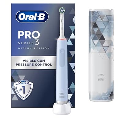 Oral-B Pro Series 3 Blue Electric Toothbrush, 1 Toothbrush Head, 1 Travel Case, Designed by Braun
