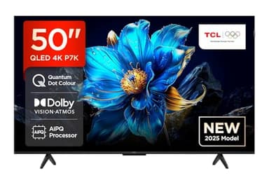 TCL 50P7K-UK 50" QLED 4K Ultra HD HDR Google TV (Google Assistant, BBC iPlayer, Dolby Atmos, Dolby Vision, HDR10+, Motion Clarity，2025 New Model)
