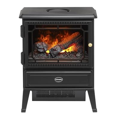 Dimplex Gosford Optimyst Electric Stove, Black Free Standing Electric Fireplace with 3D Flame Technology, 2kW Adjustable Fan Heater, Thermostat, Artificial Logs and Remote Control