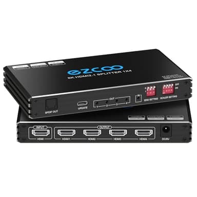 4K 120Hz HDMI 2.1 Splitter 1X4 Audio Extractor VRR ALLM HDCP2.3 HDR10+ SPDIF OpticalAudio EDID Scaler 4K 1080P HDMI Splitter 8K 1 IN 4 OUT Dual Monitors for PS5 Xbox NVIDIA AMD