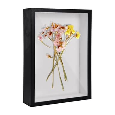 3D Shadow Box, 3D Picture Frame, 21 x 29 cm Wooden Deep Box Frame Deep Frame Display Box for Medal Flower Memorabilia Tickets Crafts (Black)