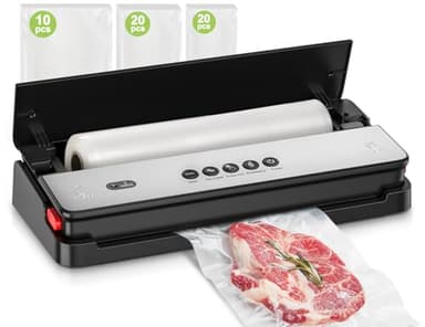 Bonsenkitchen Vacuum Sealer Machine, Multi-Functional, Globefish Technology for High-Speed Continuous Working, Food Vacuum Sealer with 50pcs Vacuum Bags and 1 Roll Bag
