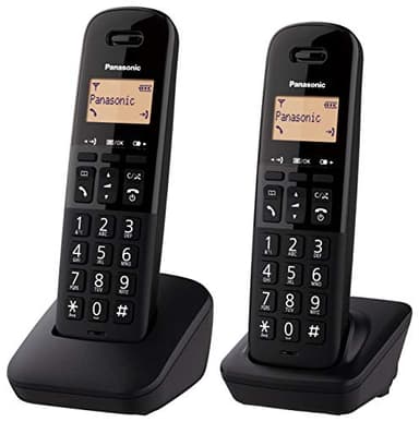 Panasonic KX-TGB612EB Cordless Landline Telephone, with Nuisance Call Blocker and Shock Resistant Handsets, Twin Pack - Black