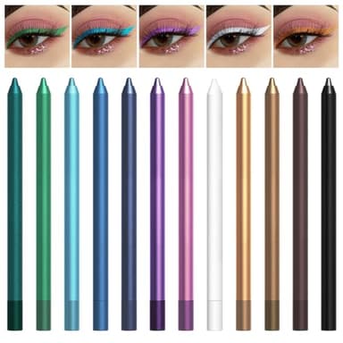12 Colorful Eyeliner Pencil Set, Rainbow Colorful Eyeliner Pencil, Matte Eyeliner Pencil, Long-lasting & Waterproof, Smudge-Proof Eye Liners, Suitable for Christmas And Masquerade Makeup