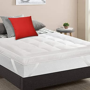 MightySoft Mattress Topper Double Bed (4 Inch/10cm) - Quilted, Extra Deep, Ultra Fluffy & Breathable Microfiber Topper Securely Fits with Elasticated Straps, Enhances Comfort & Supports Restful Sleep