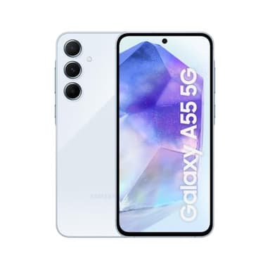 Samsung Galaxy A55 5G, Factory Unlocked Android Smartphone, 128GB, 8GB RAM, 2 day battery life, 50MP Camera, Awesome Iceblue, 3 Year Manufacturer Extended Warranty (UK Version)