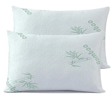 Ariyah Collections Neck Pain Relief Bamboo Pillows Pack of 2 | Hollow Fiber Side Sleeper Pillow | Anti Allergy Orthopedic Pillow | Medium Firm Pillows Hotel Quality (2 Pack)