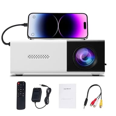 VABOO Mini Projector, 1080P Bluetooth WiFi Small Video Phone Projector Home Movie Theater Projector Home/Outdoor, Compatible with Smartphone/Laptop/TV Stick
