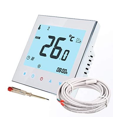 Nassboards Smart WiFi Electric Thermostat - Simple Installation, Compatible with Alexa, Google Home, WiFi Control, Electric Underfloor Heating - Installation Kit Included