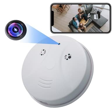 Wireless Spy Camera Smoke Detector, HD 1080P Wifi Mini Hidden Nanny Camera, Motion Detection, Night Vision, Loop Recording, Remote Live Viewing Control, Home/Office/Room Security Camera