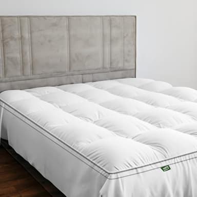 Sleep Mantra Luxury Mattress Topper Double Size - Soft and Cool, 100% Pure Cotton, Durable and Water-Repellent Pillow White Top, Optimum Thickness with Down Alternative Fill