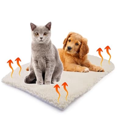 SIMPLY 4 PETS Self Heating Pet Pad - Super Soft Self Warming Heated Bed for Pets - Non-Slip Heated Cat Bed with Faux Fur Cover - Machine Washable, Thermal Pet Mat (64 x 49 CM)