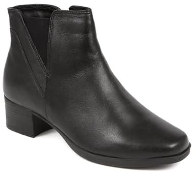 Pavers Women's Heeled Leather Ankle Boots in Black - Chelsea Style Shoes with Side Zip - Comfort Fit Soft Lined Ladies Footwear - Size UK 5 / EU 38