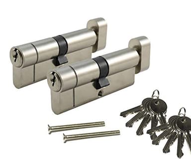 SecEuro Euro PVC Door Lock / Thumb Turn with 5 Keys Anti Drill Pick Bump Snap#Nickel~50/50~2 Locks (10 Matching Keys)