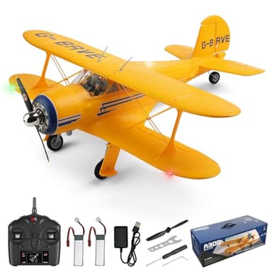 CKYSCHN WLtoys A300 4-Ch RC Plane, Beechcraft D-17 RC Airplanes with Lights, 6G/3D Brushless RC Planes with 2 Batteries, 2.4G Remote Control RC Airplanes Gifts for Adults