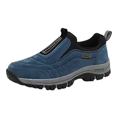 BIISDOST Orthopaedic Shoes Men's Slip On Walking Shoes with Arch Support, Lightweight Outdoor Shoes, Lightweight Work Shoes, Trainers, Outdoor Hiking Shoes, Waterproof, Extra Wide Canvas Shoes, blue,