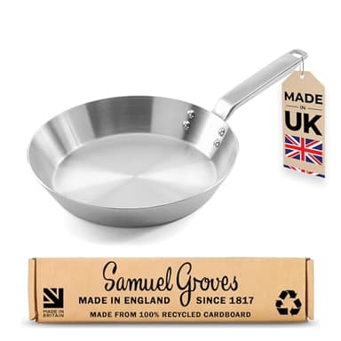 Samuel Groves 26cm Stainless Steel Frying Pan - PFAS-Free Cookware, Induction Compatible, Oven Safe & Dishwasher Safe, Durable UK Made Design for Sautéing and Frying, Non-Toxic Cooking Surface