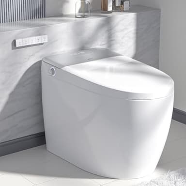 LEIVI Smart Toilet with Built-in Bidet Seat, Tankless Toilet with Auto Lid Opening, Closing and Flushing, Heated Seat, Digital Display, Remote Control, Elongated