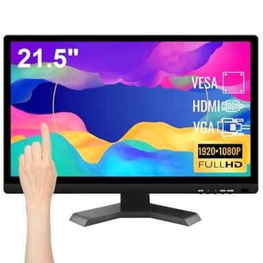 Pisichen Touchscreen Monitor 21.5 Inch Full HD 1920x1080P 10-Point Multi Touch Screen PC Monitor with HDMI VGA USB Port, Built-in Speakers