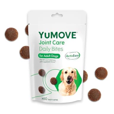 YuMOVE Joint Supplement for Dogs, Daily Bites for Joint Care, Essential Dog Hip and Joint Aid for Stiff Adult Dogs with Glucosamine, Chondroitin, Green Lipped Mussel, 60 Tablets