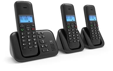 BT 3960 Cordless Landline House Phone, Home Phone, Nuisance Call Blocker, Do Not Disturb button, Answer Machine, Trio Handset Pack