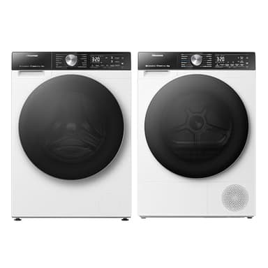 Hisense WF5S1245BW Freestanding 12 KG Front Load Washing Machine + Hisense 5 Series DH5S102BW 60cm Freestanding 10KG Heatpump Front Load Tumble Dryer, with WiFi Enabled