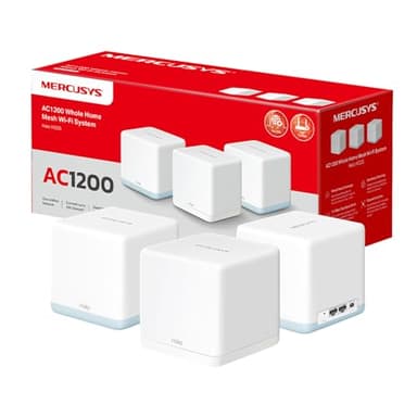 MERCUSYS Halo H32G(3-pack) AC1200Mbps Mesh WiFi System, Gigabit Ports, TP-Link WiFi Mesh System, WiFi Router, WiFi Extender Booster, 3,500ft²(320 m²), Seamless Roaming, Beamforming, Easy Setup
