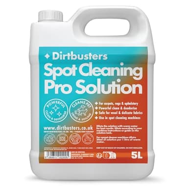 Dirtbusters Spot Cleaning Solution Carpet Cleaner Shampoo (5L) Deep Cleaning Treatment To Clean, Neutralise Odours & Remove Stains, Wool & Delicate Fabric Safe